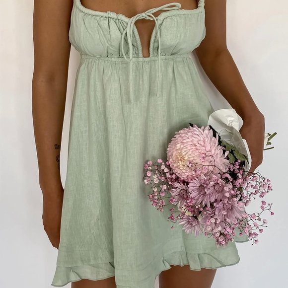 Princess Polly Sage Green Flowy Mini Dress EMPRESS OF LOVE MINI DRESS - Picture 2 of 2
